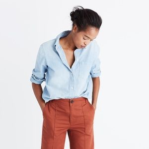 Perf Chambray Ex-boyfriend Shirt in Ferrous Wash